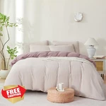 Tisplr Comforter Set Queen White Grayish Purple Jacquard 3PC Bedding. Fixed Price $74.99.