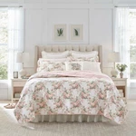 Laura Ashley Joyce Printed Queen/king Coverlet Set-peach Bellini. Fixed Price $162.12.