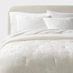 3PC Full/queen Luxe Distressed Crinkle Velvet Comforter And Sham Set Ivory -. Fixed Price $27.99.