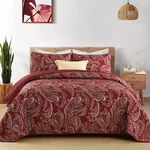 Wongs Bedding Queen/king Quilt Set 3-PIECE Boho Aqua Paisley Floral Bedspread. Fixed Price $49.19.