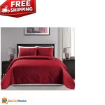 Mk Collection 3PC King/california Oversized Diamond Bedspread - Solid Red. Fixed Price $39.19.