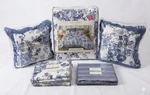 7PCS Laurel Manor Toile Bedspread Queen Reversible. 2EURO Pillows Draperies.. Fixed Price $219.98.