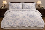 King Toile Quilt Set 100% Cotton 4PC Bedspread With 2 Shams+ Bedskirt. Fixed Price $129.90.