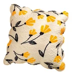 Dada Bedding Yellow Fleur Floral Golden Orange Ivory Cream Scalloped Euro Pillow. Fixed Price $41.99.