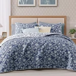 Sleep Cool Year Round - Queen Reversible Quilt Set Oxford Blue Floral. Fixed Price $74.99.