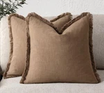 New! Foindtower Set Of 2 Decorative Linen Fringe Throw Pillow Covers, Brown. Fixed Price $26.99.