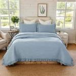 Brandream King Size Quilt Set Cotton Shabby Chic Bedding Light Blue Ruffle Beds. Fixed Price $120.00.