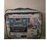 Djonut Felix Carla 24-PIECE King Bedspread Set Blue Floral Nature Black White. Fixed Price $119.99.