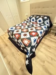 New Amish Star Log Cabin Red & Blue 98X112 Hand Quilted Lancaster Pa. Fixed Price $650.00.