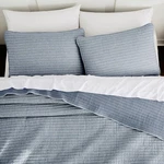 Wdcozy Chambray Pick Stitch King Size Quilt Set, Denim Blue Striped Lightweight. Fixed Price $64.12.