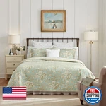 Laura Ashley Home - Twin Quilt Set Cotton Reversible Bedding Matching Sham. Fixed Price $66.31.