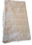 Martha Stewart Vtg Chenille Bedspread 104X92 Stripes Posy Creamm Ivory Poms. Fixed Price $93.00.