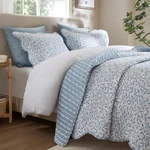 Blue Floral Summer Cottage 3PC Queen Quilt Set : White Cozy Romantic Chic Shabby. Fixed Price $87.45.