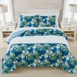 Tropical Queen Quilt Set 3PC Bedding Coastal Botanical Floral Caribbean Bahama. Fixed Price $126.95.