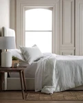 Quince European Linen Duvet Cover Set W/shams Full/queen Stripped Mist Nwot. Fixed Price $81.00.