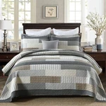 Finlonte King Size 100% Cotton Quilts Grey Black Brown Bedspr.... Fixed Price $141.56.