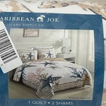 Caribbean Joe Full/queen 3PC Quilt Set Seabreeze Seaweed White/tan. Fixed Price $34.95.