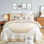 3PCS Tree Of Life Quilt Set Cotton Embroidery Bedspread Lightweight Coverlet .... Fixed Price $115.90.
