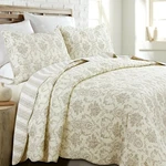 French Medallion Ivory 100% Cotton Quilt Set, Bedspread, Coverlet. Fixed Price $64.99.