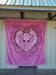 Heart Unicorns Fantasy Mythical Pink Queen Size Blanket Bedspread. Fixed Price $58.19.
