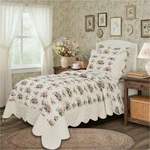 Vhc Brands Rosehill Cottage Floral Scalloped Cotton Twin Quilt Set 3PC. Fixed Price $191.25.