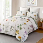 Floral Quilt Set Queen Size, Green Yellow Botanical Flower Bedding .... Fixed Price $58.32.