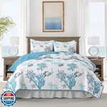 Horimote Home Coastal Quilt Bedding Set Queen Size, Reversible Blue Summer. Fixed Price $55.99.