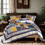 Tache Cotton Patchwork Farmhouse Cottage Coastal Garden Ditsy Floral Blue Yel.... Fixed Price $212.12.