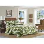 Green Palm Leaf King Quilt Set Coastal Botanical Tropical Floral Bahama 3PC New. Fixed Price $144.95.