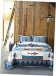 True North Fish Quilt Set - Queen Size With 2 Shams, Rustic Cabin Bedding. Fixed Price $90.25.