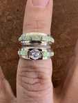 Native American Women Navajo Handmade Opal Wedding Ring Band Set Zuni Sz 7.5. Fixed Price $169.99.