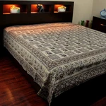 Cotton Elephant Block Print Tapestry Gray Batik Bedspread Sheet Queen Full. Fixed Price $49.86.