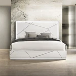 Ultra Modern White Finish Stylish Queen Bed Led Light Embossed Lines Design. Fixed Price $827.62.