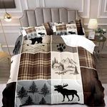 Luvivihome 3PCS Rustic Cabin Comforter King Bed Set, Black Bear Deer Elk .... Fixed Price $72.27.
