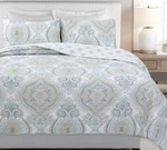 Cozy Line Home Fashions Gray Taupe Blue Floral Majesty Reversible Quilt Bedding. Fixed Price $55.99.