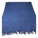 Dkny Fringed Navy Blue Throw Blanket 50.75" X 62" Wool Blend Donna Karan. Fixed Price $19.99.