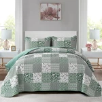 Floral Plaid Patchwork Quilt Set Reversible Lightweight Microfiber Bedspread. Fixed Price $37.85.