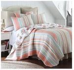 Levtex Home Brighton Coral Full/queen Cotton Quilt Set Stripe Coastal 88" 92". Fixed Price $103.49.