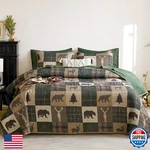 Wake Cloud - Rustic Quilt Set, Cabin Lodge Christmas Bear Moose Deer Wildlife. Fixed Price $52.06.