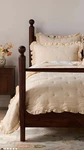 Anthropologie Naomi Cotton Linen Blend Ruffle Soft Quilt Tan Neutral Queen New. Fixed Price $186.00.