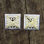 Hawaiian Design Genuine 925K Sterling Silver Square Quilt Post Earrings. Fixed Price $31.79.