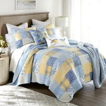 Donna Sharp Spring Flowers Cotton Pieced Queen Quilt Set Patchwork Country Blue. Fixed Price $149.95.