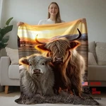 Highland Cow Blanket Animal Sunset Scenery Flannel Throw 49"X59" 1. Fixed Price $47.62.