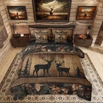 Queen Size Comforter Set Rustic Cabin Log Lodge Farmhouse Country Bedding 7 Pc. Fixed Price $125.97.