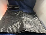 Set Of Melrose Home Collections Black Faux Leather Queen Pillow Shams 20X26. Fixed Price $25.00.