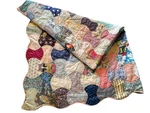 Handmade Apple Core Patchwork Quilt Scalloped Edge Cottage 78X66 Damage. Fixed Price $63.00.