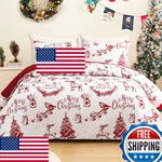 Exclusivo Mezcla Reversible Christmas Quilt Queen Red Lightweight Bedspread. Fixed Price $54.17.