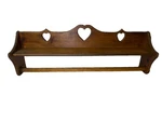 Vtg Solid Wood Wall Shelf Quilt Rack Hanging Bar 37.5 Heart Cutout Cottagecore. Fixed Price $110.00.