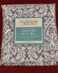 New Waverly Traditions Quilt Set Full/queen Blue White Damask Microfiber 3 Pc. Fixed Price $45.00.