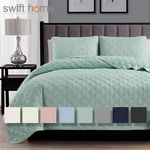Swift Home 3PC Reversible Diamond Stitch Lightweight Quilt & Sham Set Sage, King. Fixed Price $40.00.
